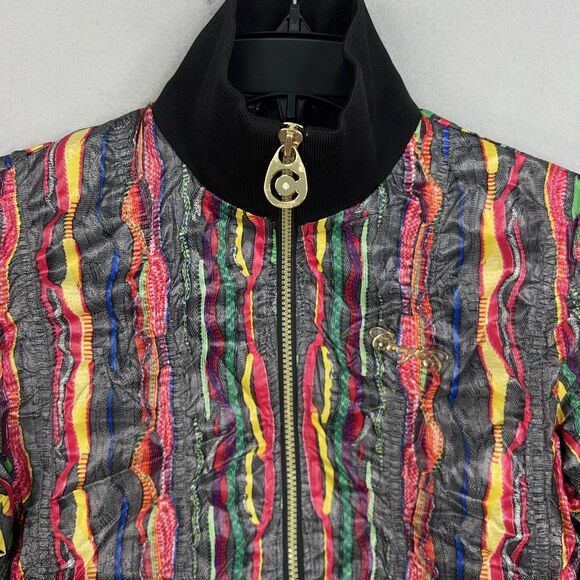 Coogi Jacket Womens Medium Bomber 3D Knit AOP Street Urban 90s Y2K Hip Hop - Picture 2 of 16